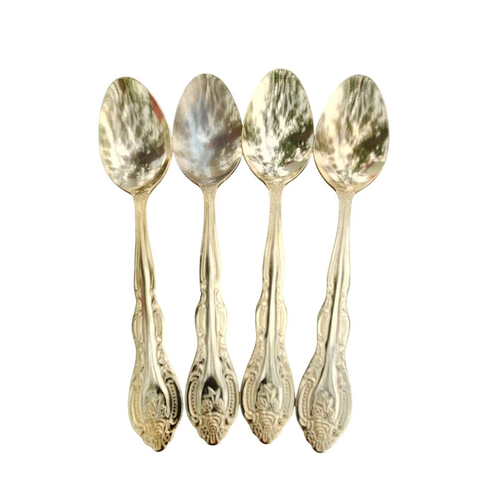 International Silver San Marcos Gold Electroplate Teaspoons Set 4 Glossy 6.25 In